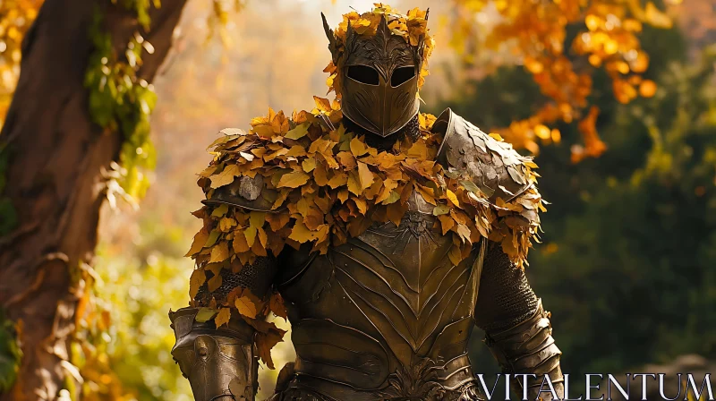 AI ART Leaf Armor Knight in the Woods