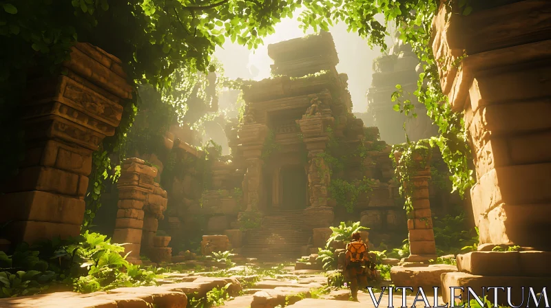 Overgrown Temple Ruins AI Image