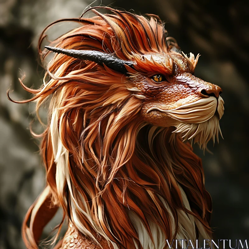 AI ART Fantasy Dragon with Scales and Horns