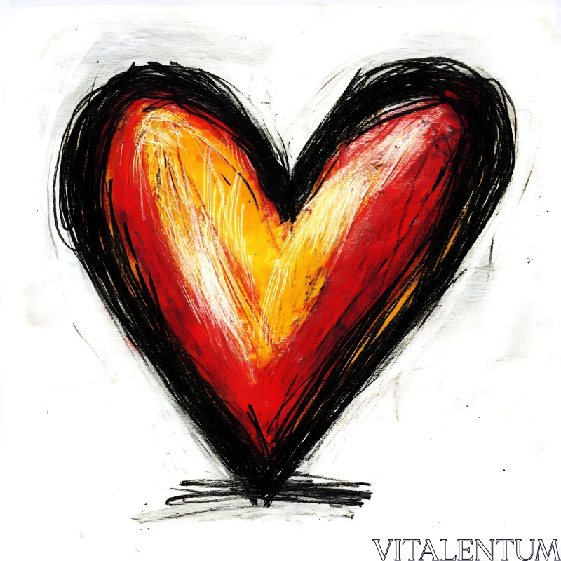 Abstract Heart Sketch on White Background AI Image