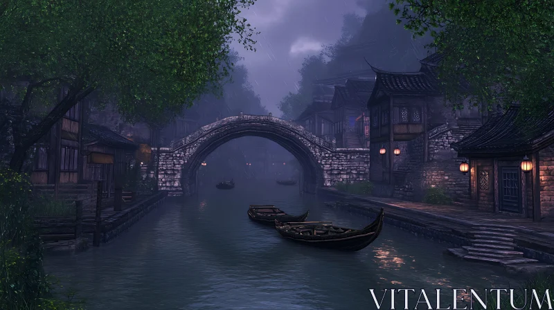 AI ART Picturesque Canal View with Traditional Architecture