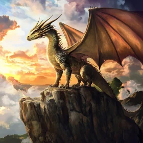 Fantasy Dragon on Rocky Peak