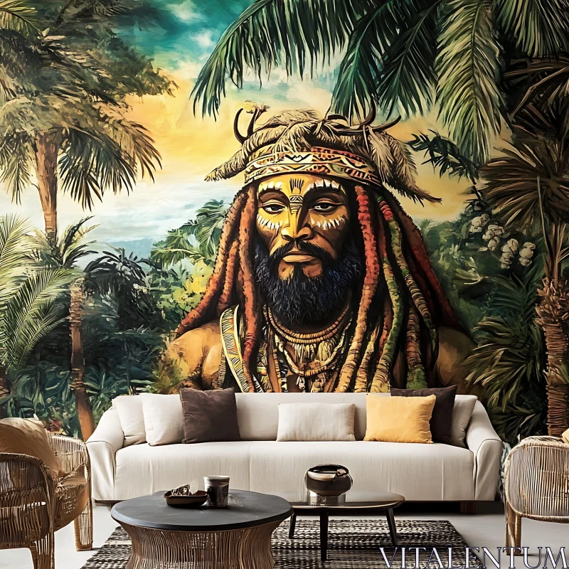 AI ART Man with Dreadlocks in Tropical Setting