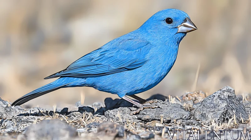 Blue Bird Perched in Nature AI Image