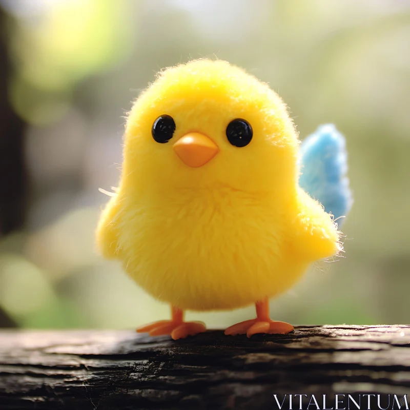 Fluffy Yellow Bird Portrait AI Image