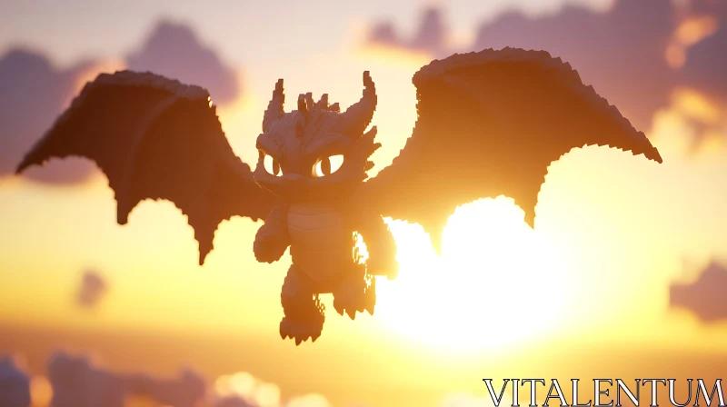 AI ART Sunset Dragon Silhouette