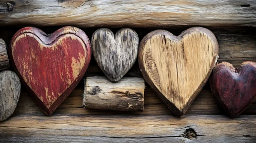 Handcrafted Wooden Hearts Still Life