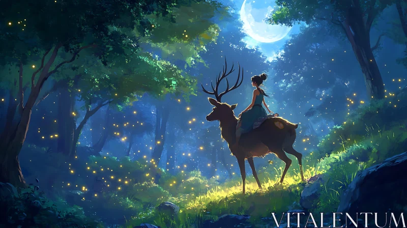 AI ART Magical Deer Ride in Forest