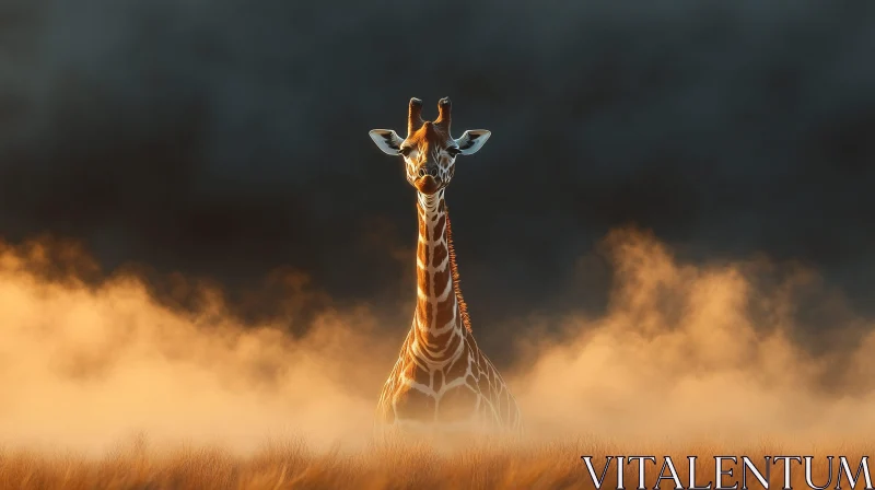 Enigmatic Giraffe at Dawn AI Image