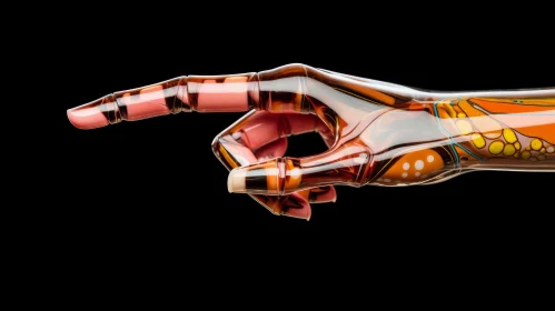 Abstract Robotic Hand Pointing - Dark Amber and Pink Marbleized Ceramics