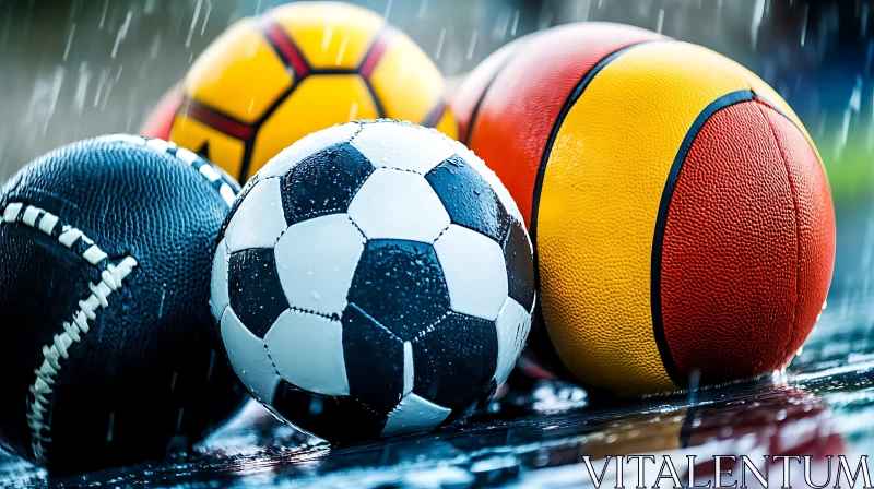 Wet Sports Balls AI Image