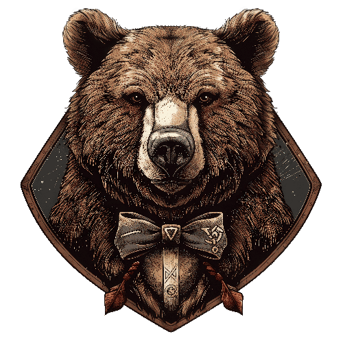 Bear Illustration - Digital Art with Geometric Elements POD Design