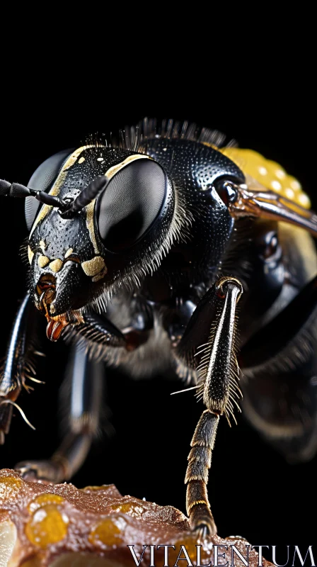 Chiaroscuro Bee Portrait: A Study in Indigo and Gold AI Image
