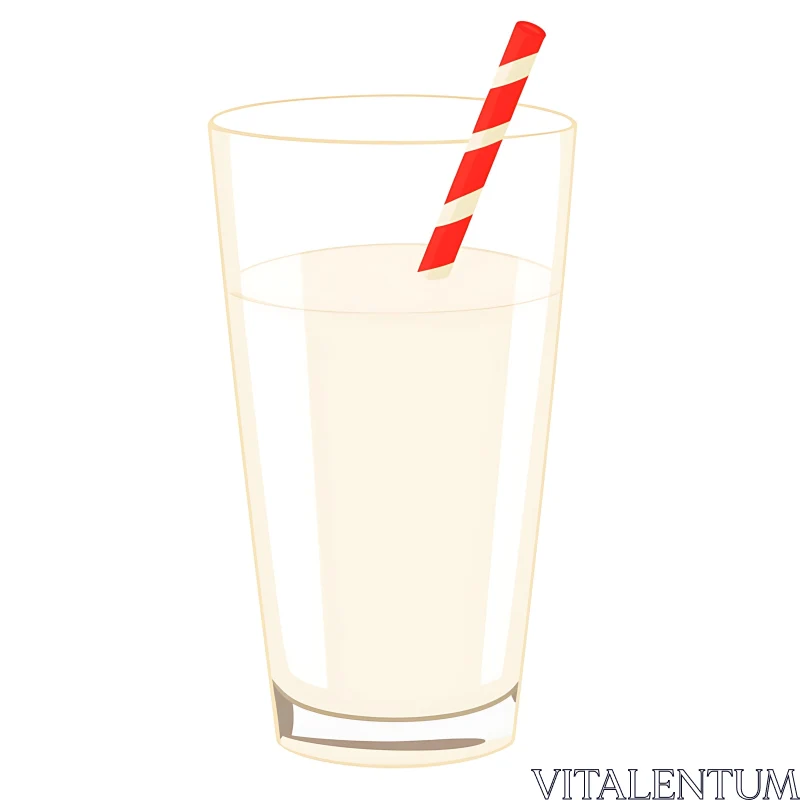 Milk Glass with Striped Straw AI Image