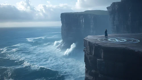 Coastal View with Person on Cliff