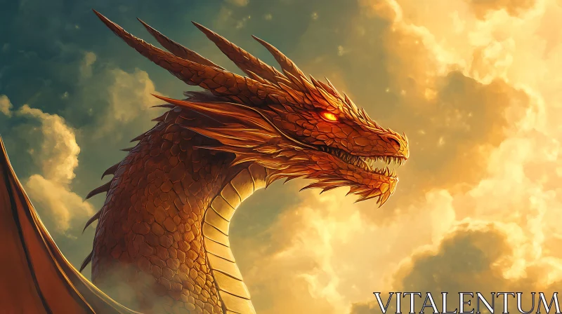 AI ART Dragon Head with Fiery Eyes