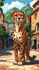 Cheetah in Mountainous Town