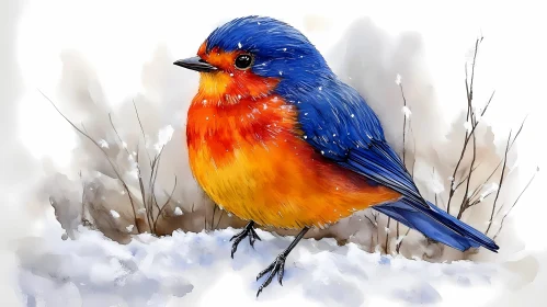 Vivid Bird in Snow