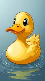 Playful Yellow Duckling on Water