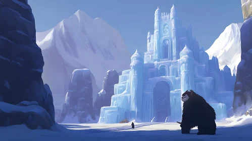 Frozen Fortress in Snowy Peaks