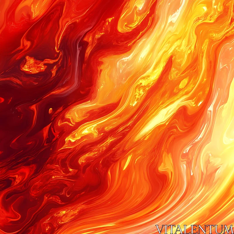 Fiery Abstract Art with Dynamic Swirls AI Image