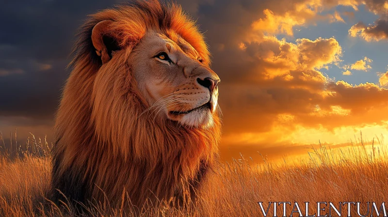 AI ART Savanna Sunset with Lion