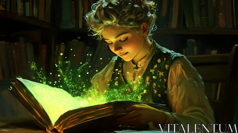 AI ART Girl Reading a Spell Book