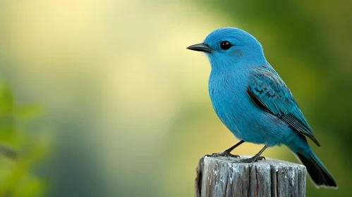 Bluebird Portrait on Wooden Perch