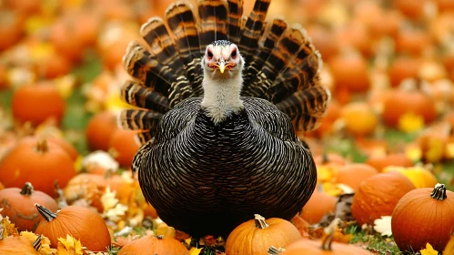 Thanksgiving Turkey in Pumpkin Patch
