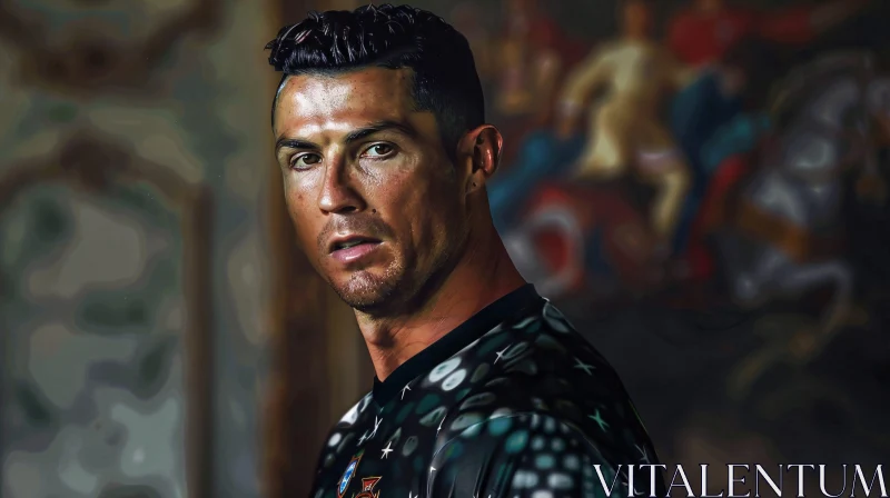 Intense Cristiano Ronaldo Portrait AI Image