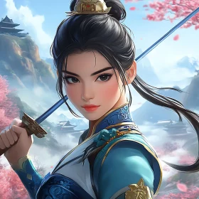 Asian Warrior Woman Portrait