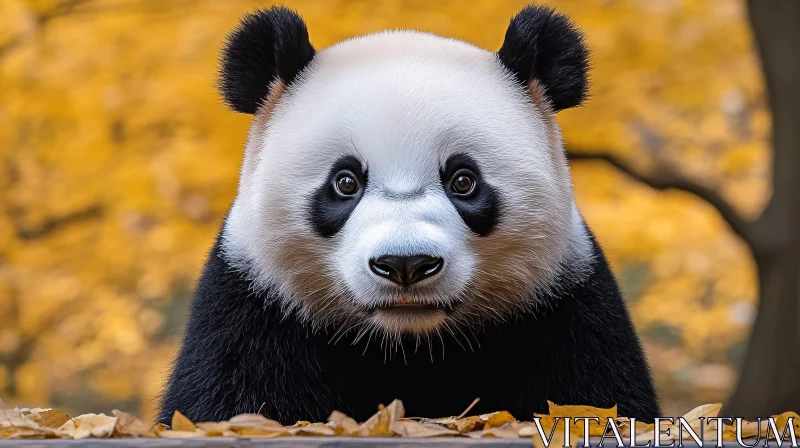 Panda Amidst Fall Foliage AI Image