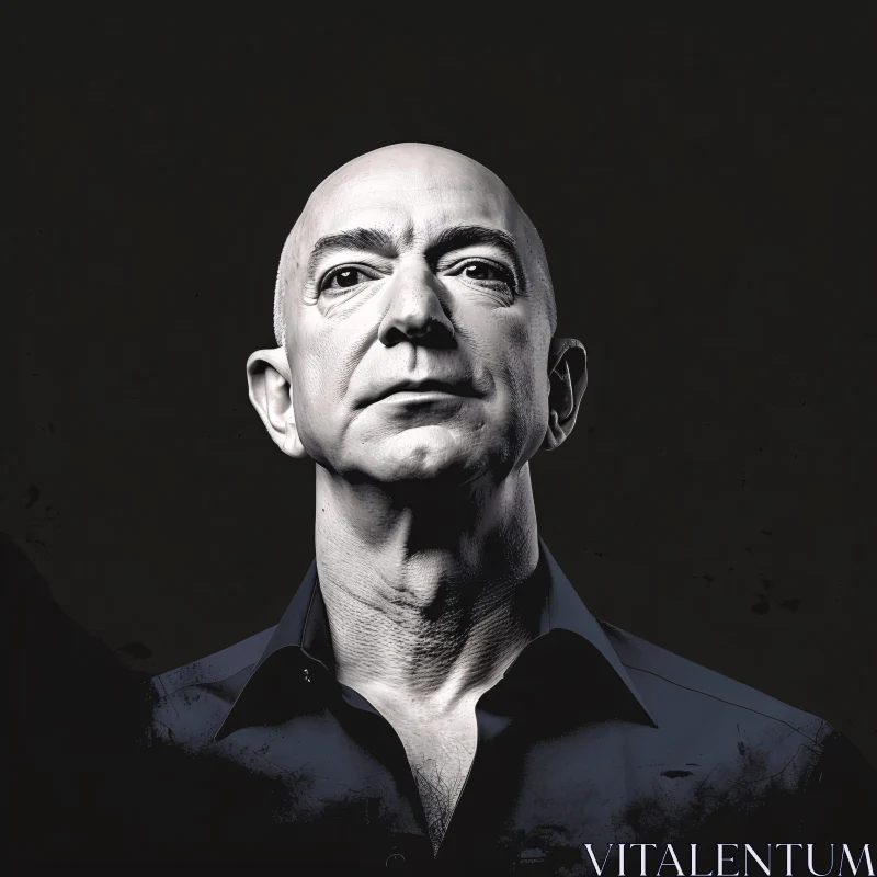 AI ART Jeff Bezos Intense Monochrome Portrait