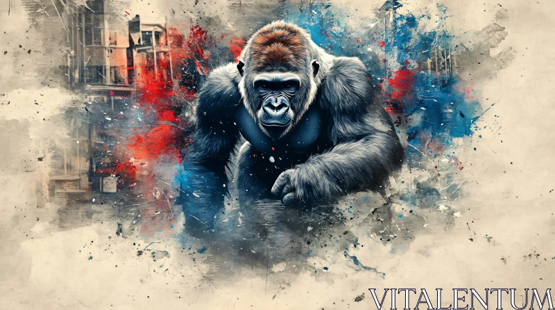 Colorful Abstract Gorilla in Urban Style AI Image