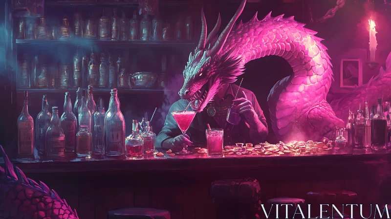 Dragon at the Bar AI Image