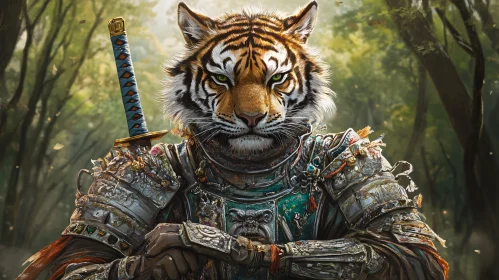 Armored Tiger Samurai in Forest