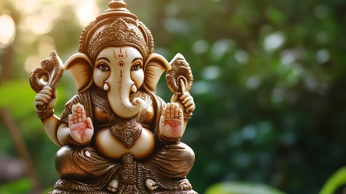 Ganesha Sculpture Amidst Greenery