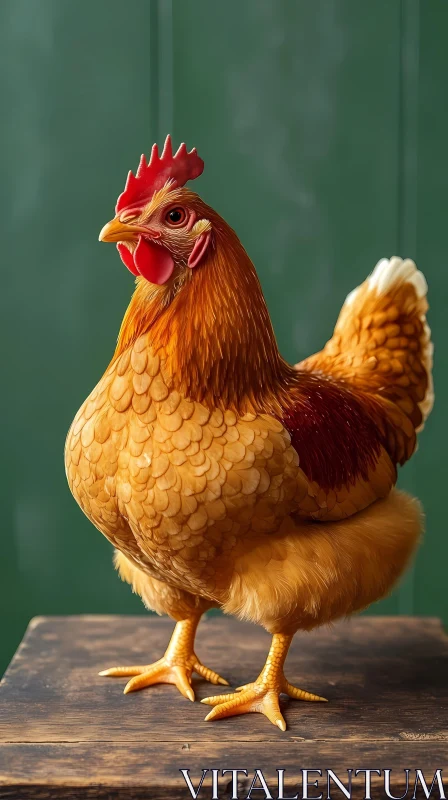 Brown Feathered Chicken Highlighted in Green AI Image