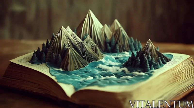 AI ART Miniature Landscape in Open Book