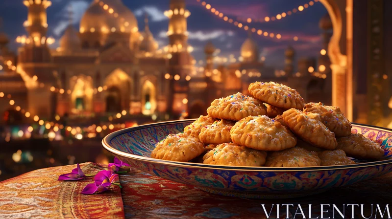 Traditional Cookies in an Eastern Setting AI Image