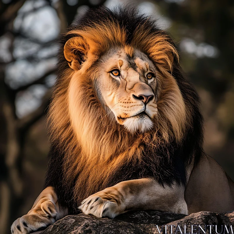 AI ART Resting Lion on Rock