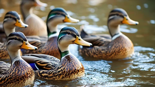 Peaceful Duck Flock in Natural Habitat