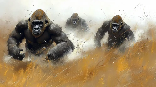 Dynamic Gorilla Art in Action