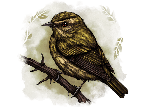 Digital Artwork of Small Brown Bird with Yellow Belly on Branch POD Design