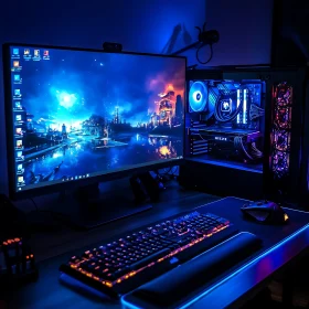 Futuristic Gaming Desk with LED Lights