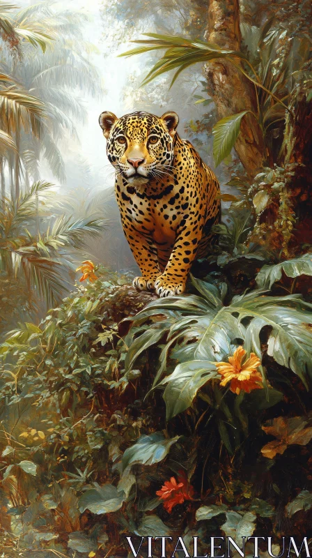 AI ART Leopard Among Lush Foliage