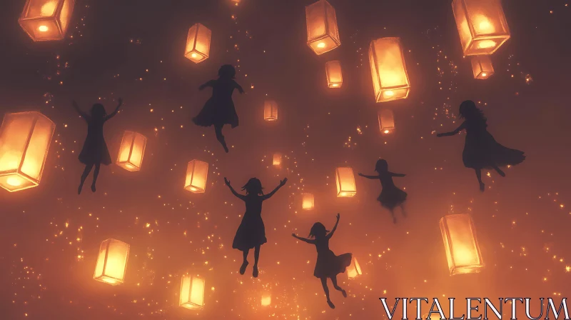 AI ART Ethereal Lanterns and Floating Figures