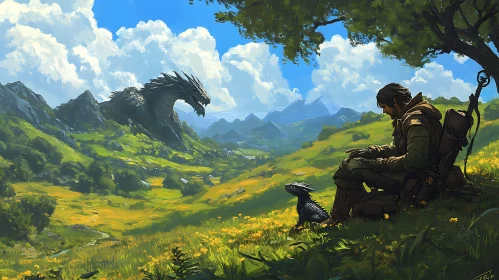 Man and Dragons in Green Valley