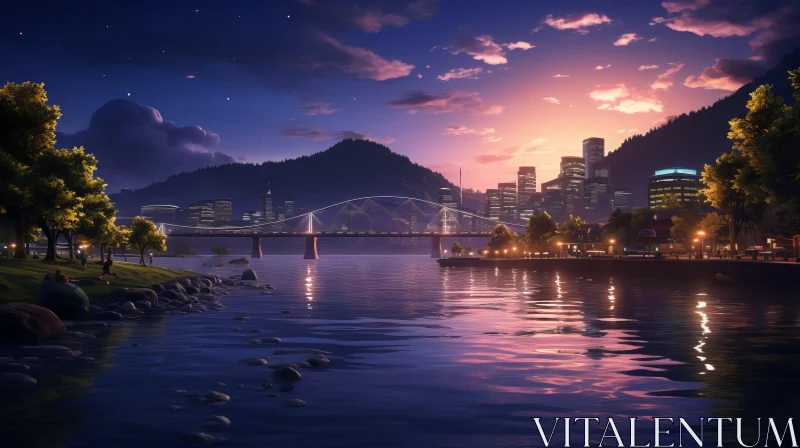 Enchanting Cityscape in Majestic Mountains | Nightcore Style AI Image