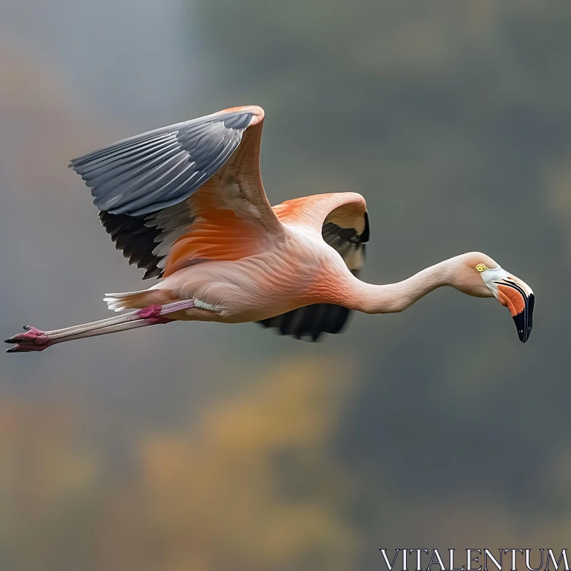 Pink Flamingo Mid-Air AI Image